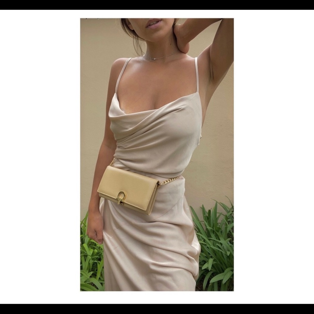 SHONA JOY Nude Silk Strappy Bias Cowl Slip Dress